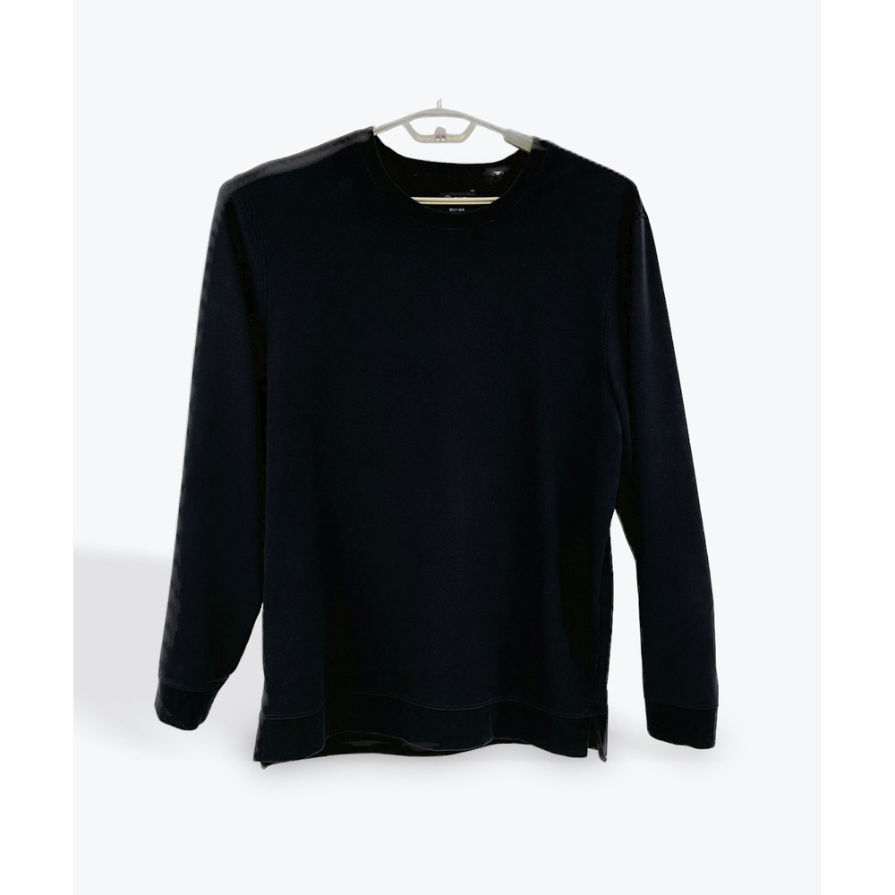 CUTS Split-Hem XXL Black Long Sleeve Crewneck Pullover Minimalist‎ Menswear